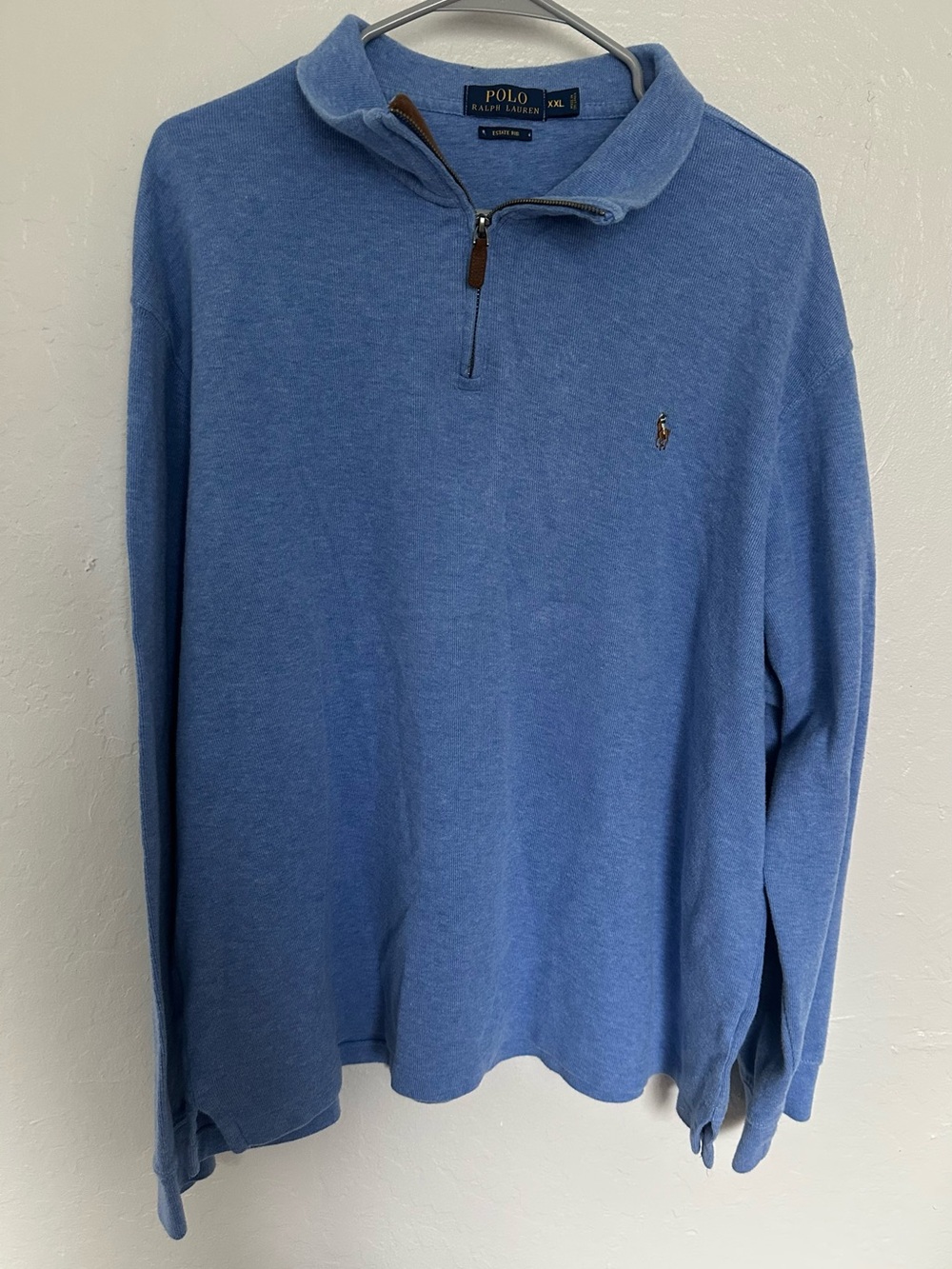 Polo Ralph Lauren Blue Estate Rib Quarter-Zip Pullover Sweater XXL